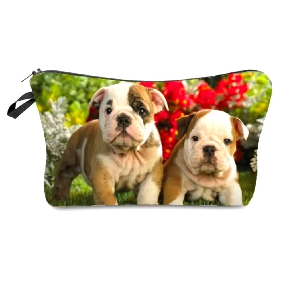 Baby bulldog cosmetic bag zipper pouch carry case
